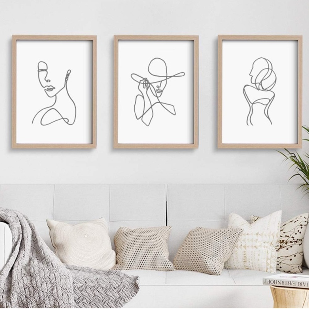 11x14 Inch Framed Minimalist Wall Art Set with Lady's Body Line Art for Room - Picture 1 of 9